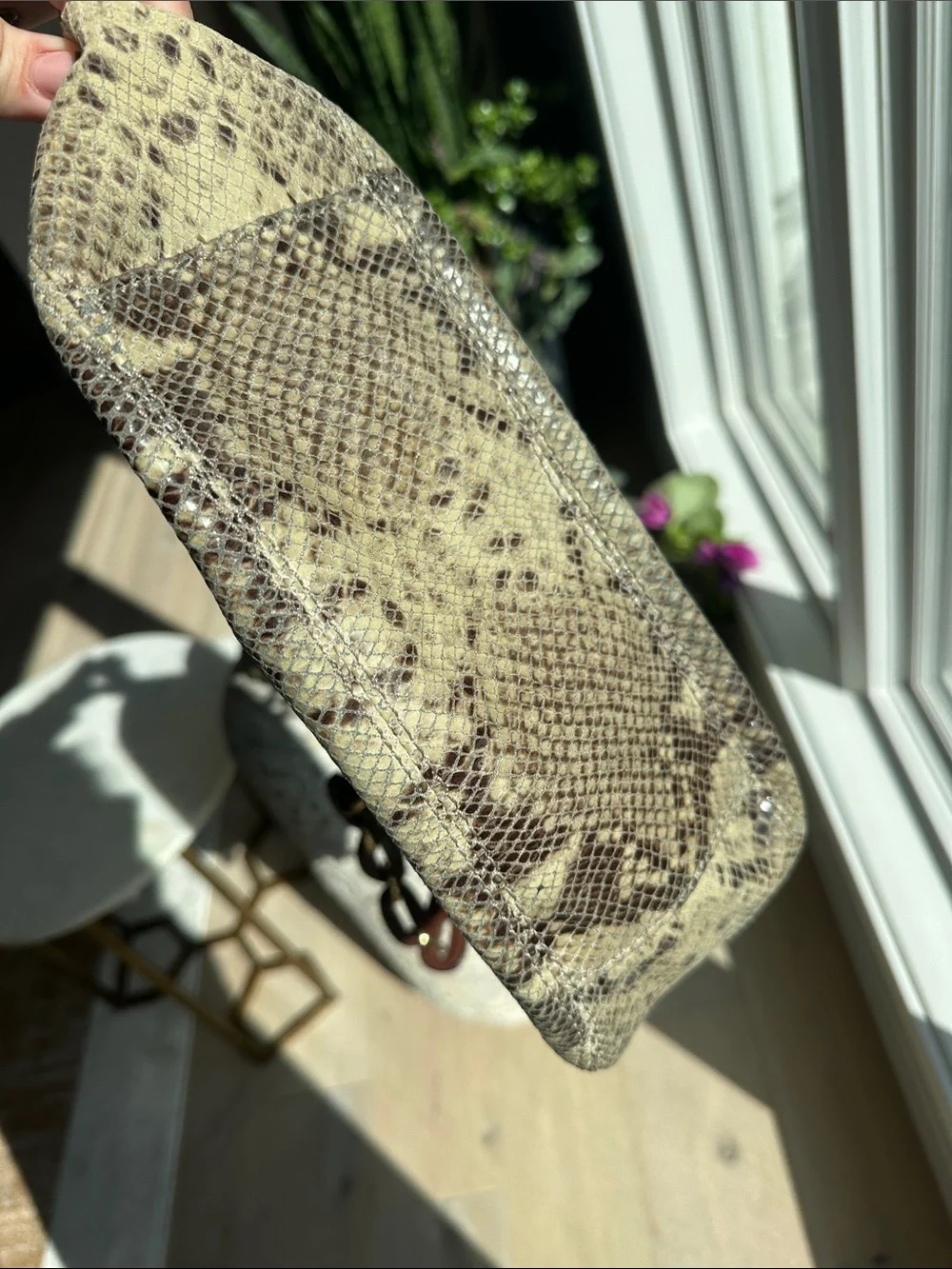 Michael Kors Taupe and Brown Snake-Print Shoulder Hobo - Picture 7 of 9